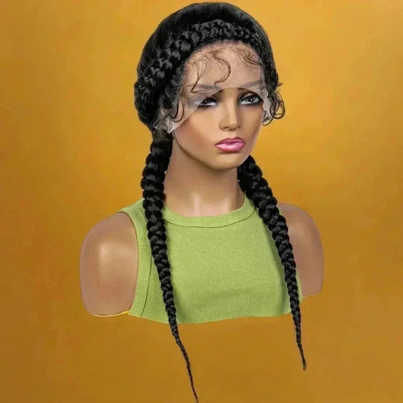 Braided  lace Wig -  elegant 2 feeding cornrows, Natural Baby Hair, NWT - Picture 4 of 9